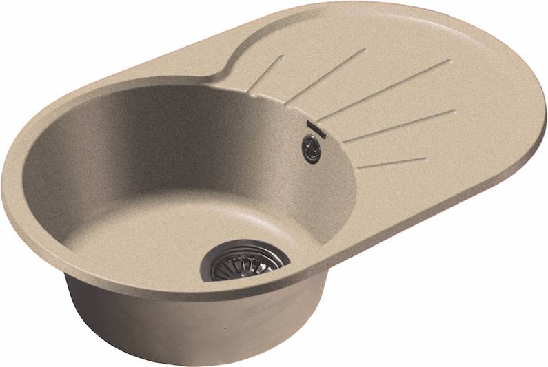 Мойка RONDO - Бежевый 750х460х200мм овальный 1 чаша GranFest GF-R750L бежевый 