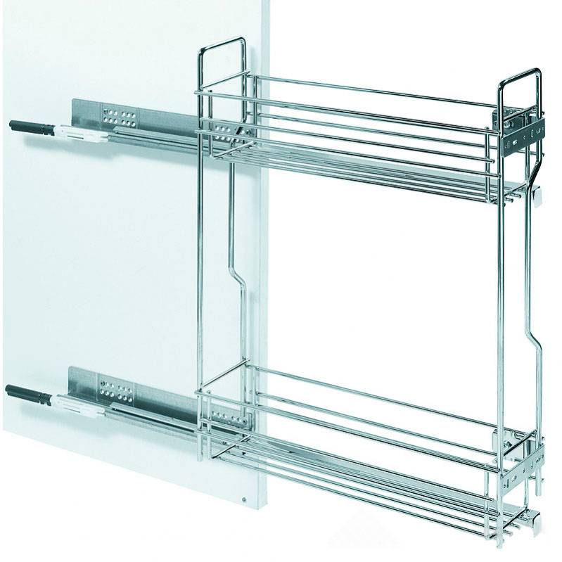 Бутылочница 2 яруса 150 мм бок. крепл. универсальный хром с доводчиком 548.51.321 Hafele