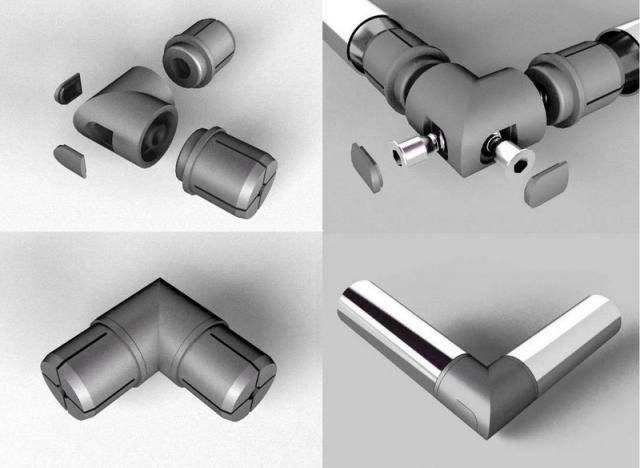 Угловое соединение 2х90 для труб d=25 серый металлик REALL 