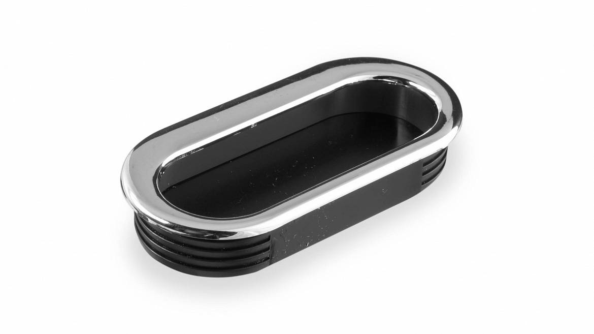 R-04 Ручка врезная Никель (хром)/черный Пластик Валмакс