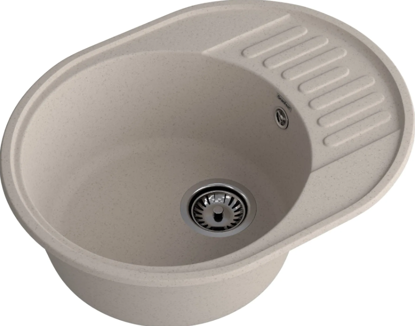 Мойка QUARZ - Песочный 620х480х180мм овальный 1 чаша БЕЗ СИФОНА GranFest GF-Z58 
