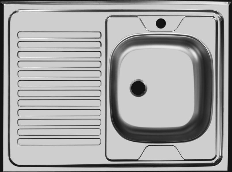 Мойка Стандарт - Матовый 800х600х150мм прямоугольный 1 чаша Правая 0,5 мм (малый слив) БЕЗ СИФОНА UK
