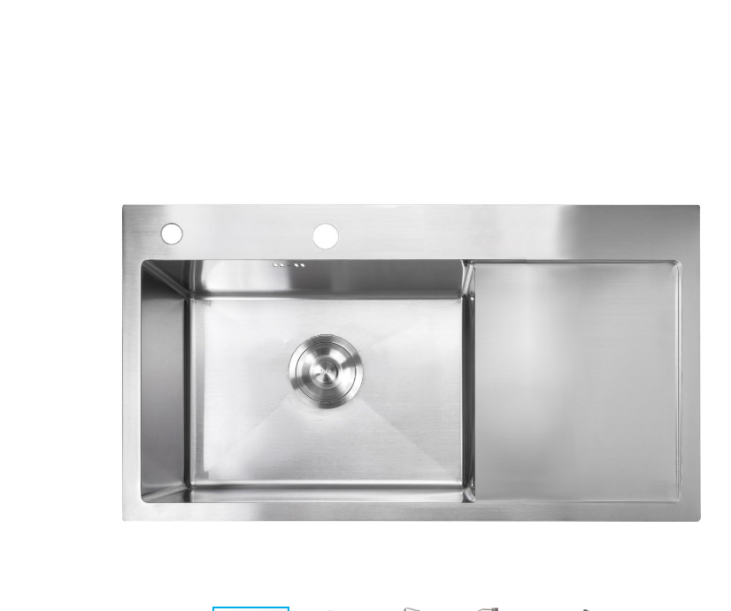 Мойка Amalet - Сатин 780х480х203мм Прямоуг. 1 чаша слева (большой слив) с сифоном Amalet 78*48  