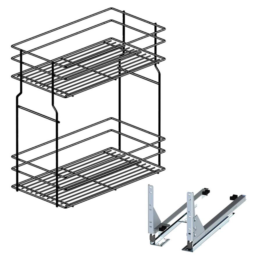 Бутылочница 2 яруса 400 мм донное крепл. графит с доводчиком WE29.0006.01.924+направл REJS