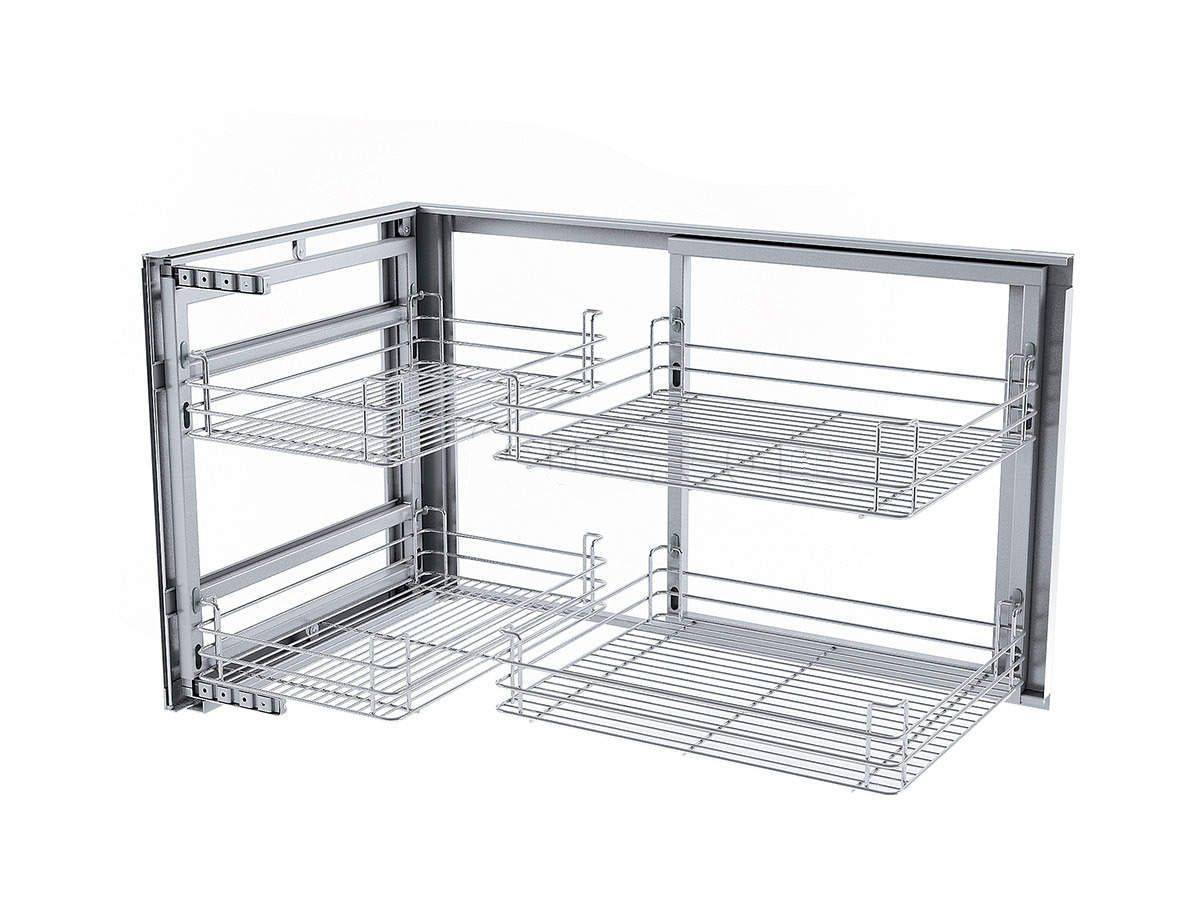 Магический "волшебный" уголок 900 мм бок. крепл. Хром с доводчиком LS2/900/L-N левый Lotti 