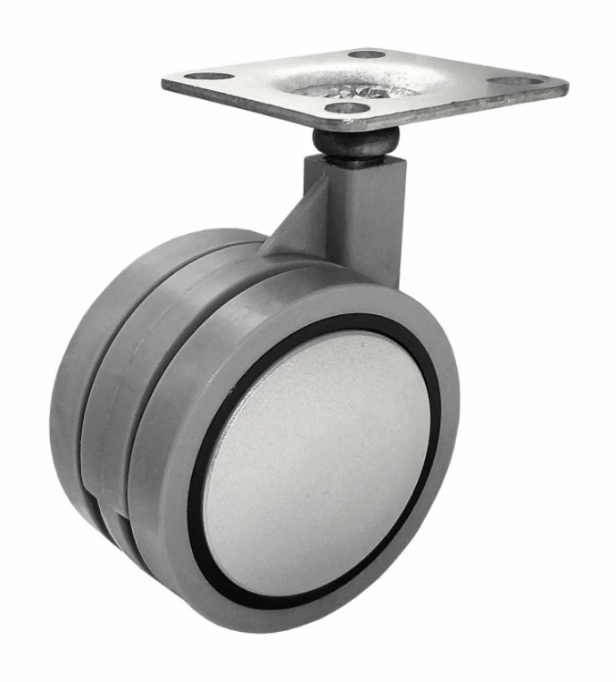 Опора колесная d=60 ОКП 60 (ОК 60) с пласт. пятой, мягким ходом серый 
