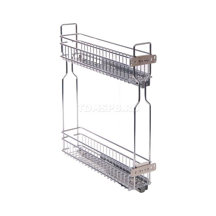 Бутылочница 2 яруса 200 мм бок. крепл. левый хром с доводчиком LS2/200IL/D-E3 Lotti