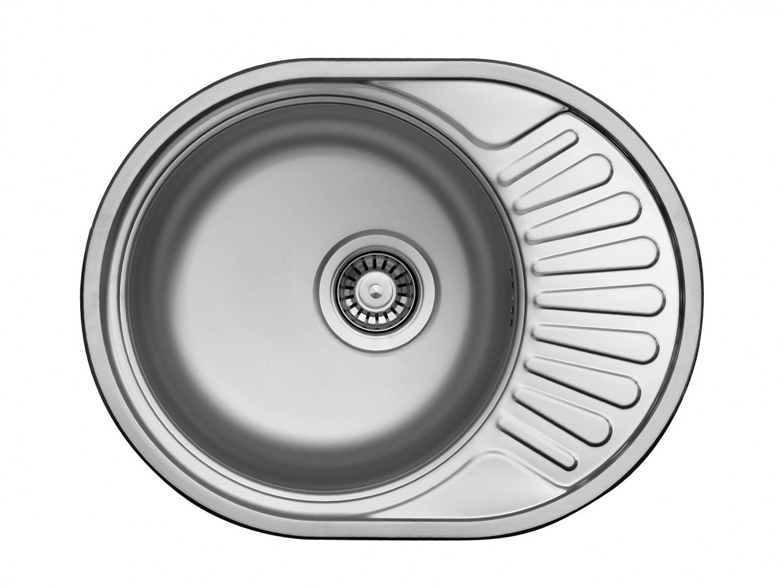 Мойка Фаворит - Матовый 577х447х170мм овальный 1 чаша Левая 0,6 (большой слив) БЕЗ СИФОНА UKINOX FAD