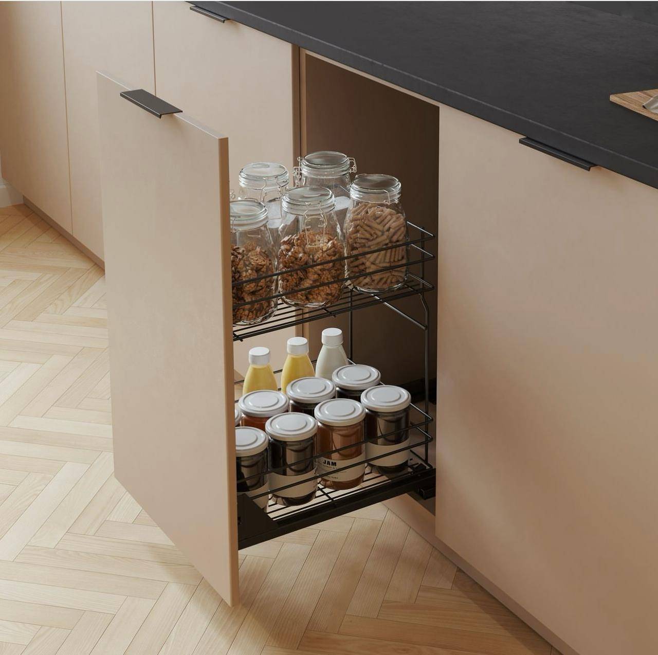 Корзина для хранения 300 мм донное крепл. / к фасаду Хром WE29.0005.01.001+WE29.0014.01.549 REJS 