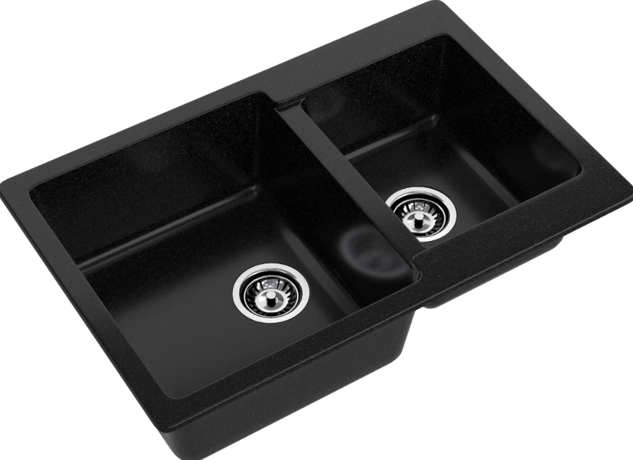 Мойка PRACTIK - Черный 780х510х200мм прямоугольный 1,5 чаши GranFest P-780K черный 