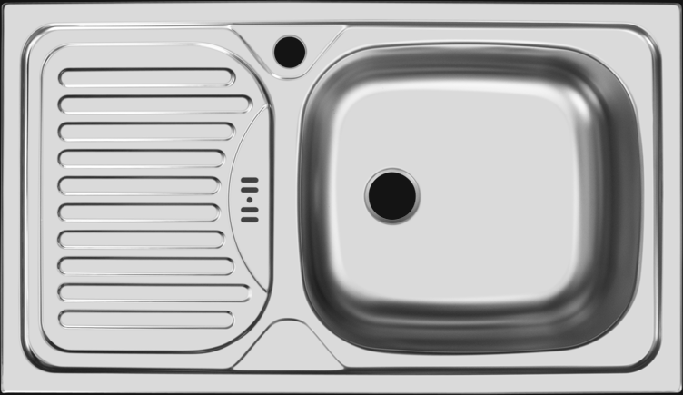 Мойка Классика - Матовый 760х435х155мм прямоугольный 1 чаша Правая 0,6 (большой слив) БЕЗ СИФОНА UKI