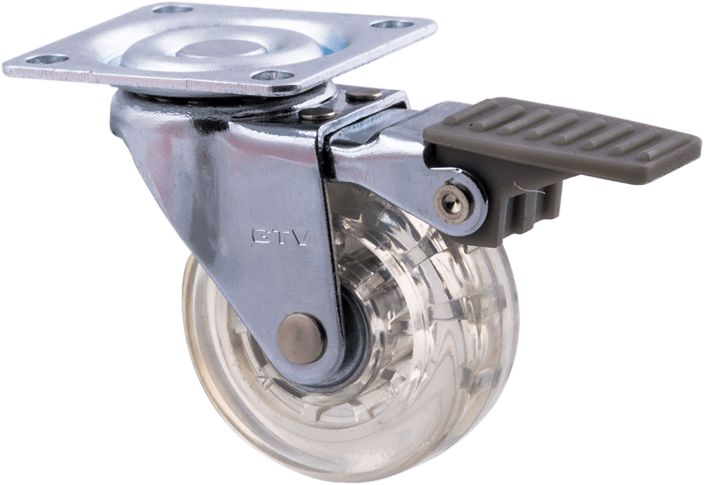 Опора колесная d=50 KM-RD-50-CF силикон. с тормозом прозрачный 