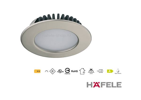 Светильник светодиодный никель матовый 12V / 3,2W теплый белый 3000К Hafele 833.72.280