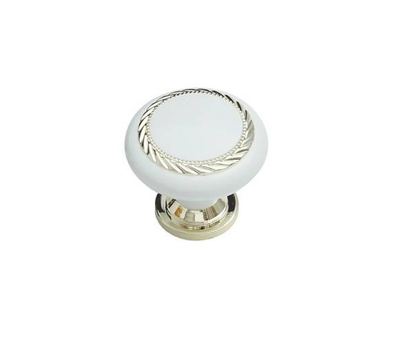 К4 Ручка кнопка Белый + хром Пластик Алди