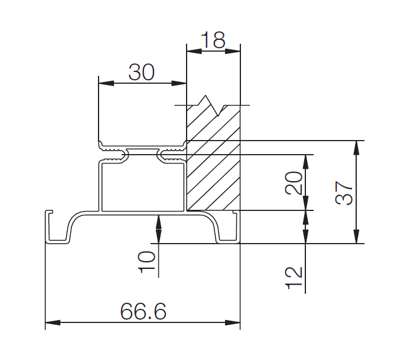 12099331120 Ручка профильная  C-обр. вертикальная для 16мм 4 700 мм Золото Металл Rehau