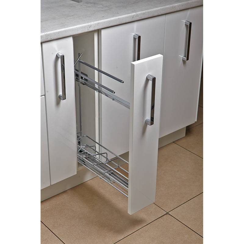 Бутылочница 1 ярус 150 мм бок. крепл. левый хром с доводчиком 549.35.450 Hafele