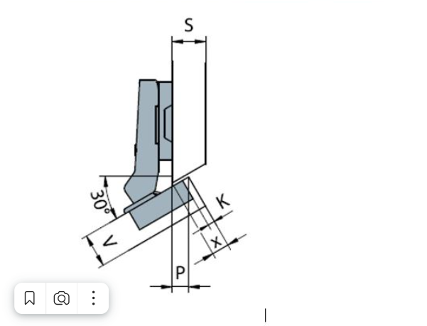 Петля 110 гр. 30 гр. (9 мм смежная) Hafele монтаж задвижением никель 312.04.555 (52/5.5) 