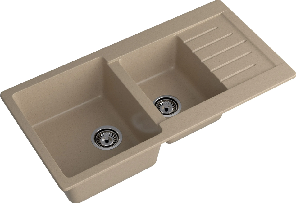 Мойка PRACTIK - Песочный 980х510х200мм прямоугольный 1,5 чаши GranFest GF-P980KL 