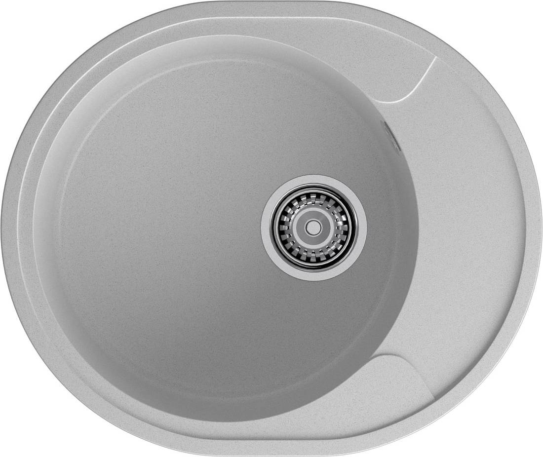 Мойка URBAN - Серый 570х480х190мм овальный 1 чаша с сифоном GranFest 857L 