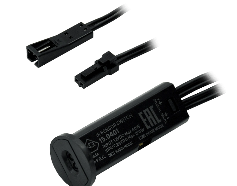 15.0401 Выключатель 3 функции: Дверь/Рука/Диммер черный 12/24V / 60/120W  AQ 