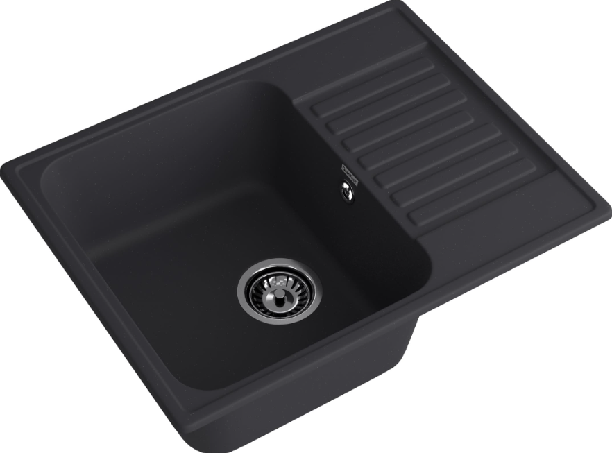 Мойка QUARZ - Черный 620х480х180мм прямоугольный 1 чаша БЕЗ СИФОНА GranFest GF-Z13 