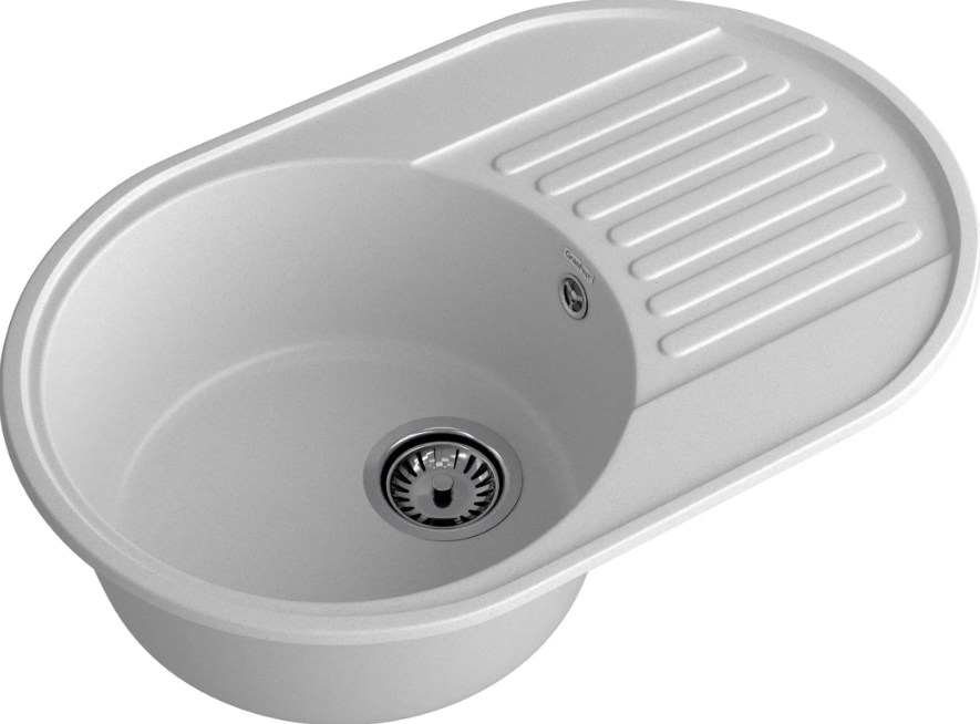 Мойка QUARZ - Серый 740х480х180мм овальный 1 чаша БЕЗ СИФОНА GranFest GF-Z18 