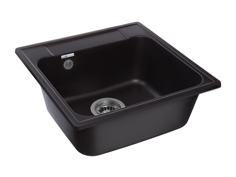 Мойка QUARZ - Черный 480х480х180мм Квадрат 1 чаша БЕЗ СИФОНА GranFest GF-Z48 