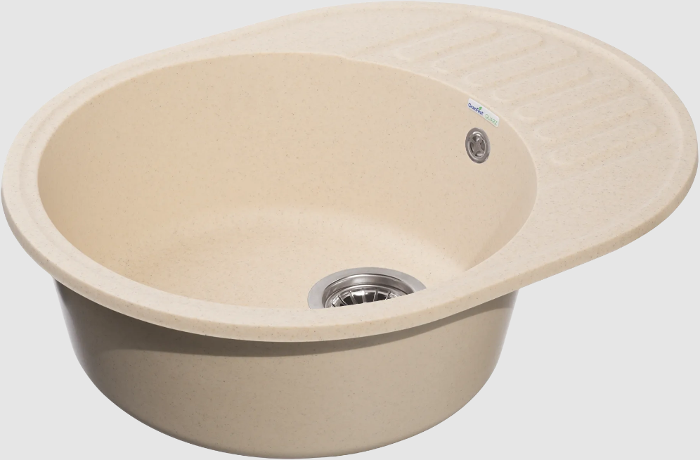 Мойка QUARZ - Бежевый 620х480х180мм овальный 1 чаша БЕЗ СИФОНА GranFest GF-Z58 