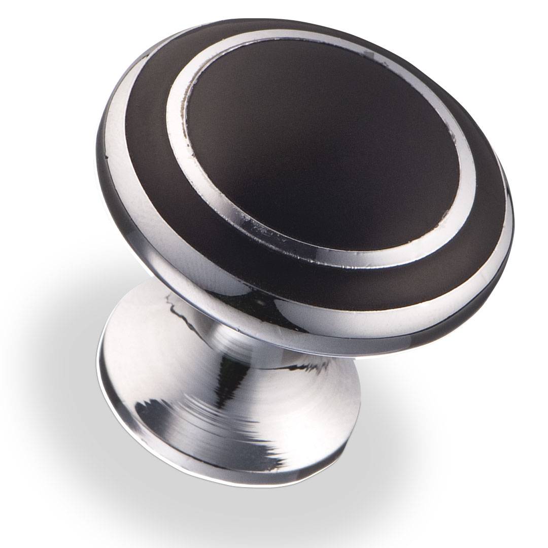 6116-L-J Ручка кнопка 32 мм Хром + черный Керамика KERRON