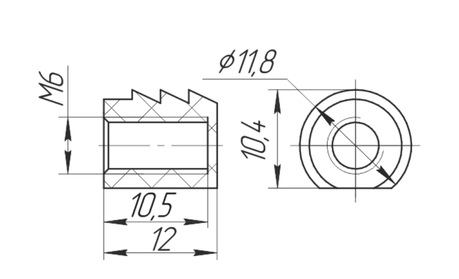 Футорка ФМС М6 пластиковая одинарная черный 