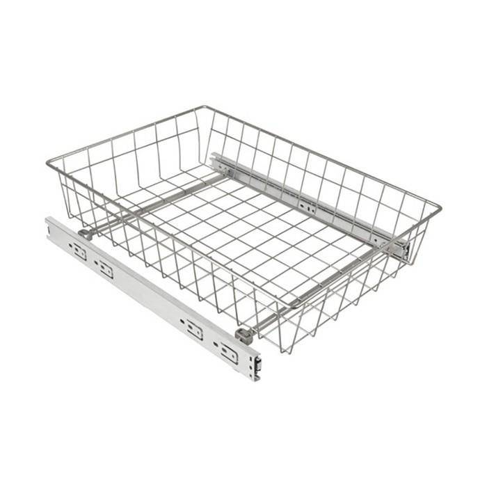 Выкатная корзина сетчатая, шариковые направляющие, 535х475х150мм (хром) 600 