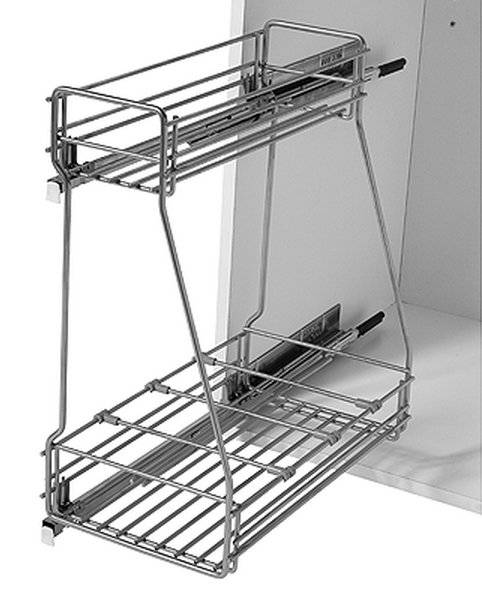 Бутылочница 2 яруса 300 мм бок. крепл. левый хром с доводчиком 548.51.312 Hafele