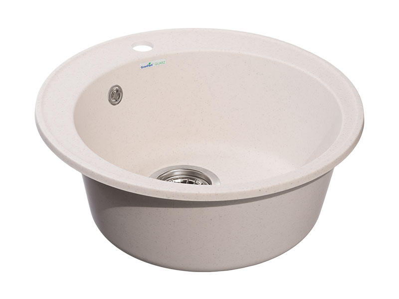 Мойка QUARZ - Белый 480х480х180мм круглый 1 чаша БЕЗ СИФОНА GranFest GF-Z08 