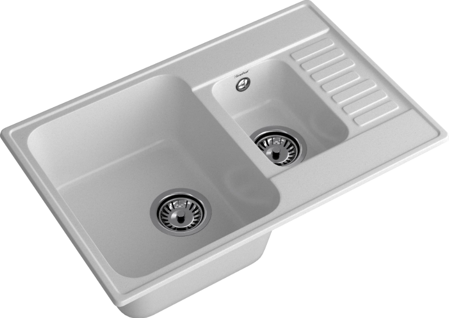 Мойка QUARZ - Серый 740х480х180мм прямоугольный 1,5 чаши БЕЗ СИФОНА GranFest GF-Z21K 