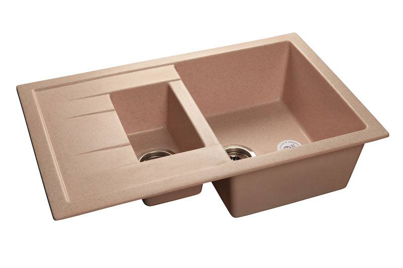 Мойка QUADRO - Светло-розовый 775х500х200мм прямоугольный 1,5 чаши GranFest Q-775KL светло-розовый 