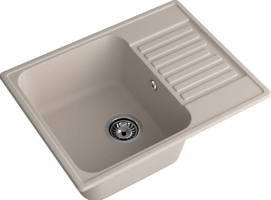 Мойка QUARZ - Песочный 620х480х180мм прямоугольный 1 чаша БЕЗ СИФОНА GranFest GF-Z13 