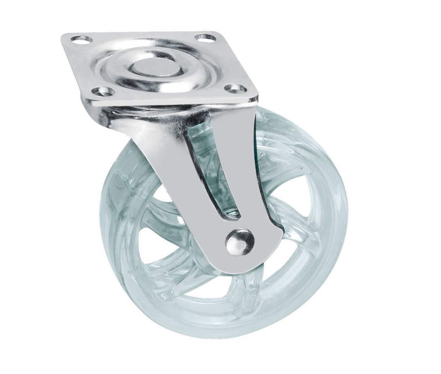 Опора колесная d=75 КМ-B075MM-00 силикон. б/тормоза прозрачный 