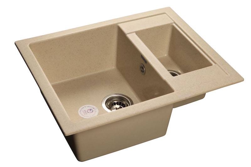 Мойка QUADRO - Бежевый 610х500х200мм прямоугольный 1,5 чаши GranFest Q-610K бежевый 