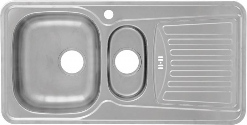 Мойка Комфорт - Глянец 972х492х190мм прямоугольный 1,5 чаши Левая 0,8 мм (большой слив) БЕЗ СИФОНА U