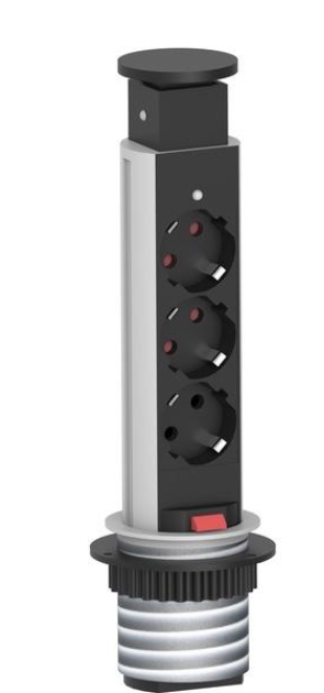 Блок розеток выдвижной 3 гнезда d-60 мм Серый REJS TR19.0001.08.049 