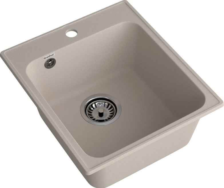 Мойка QUARZ - Песочный 420х480х180мм прямоугольный 1 чаша БЕЗ СИФОНА GranFest GF-Z17 