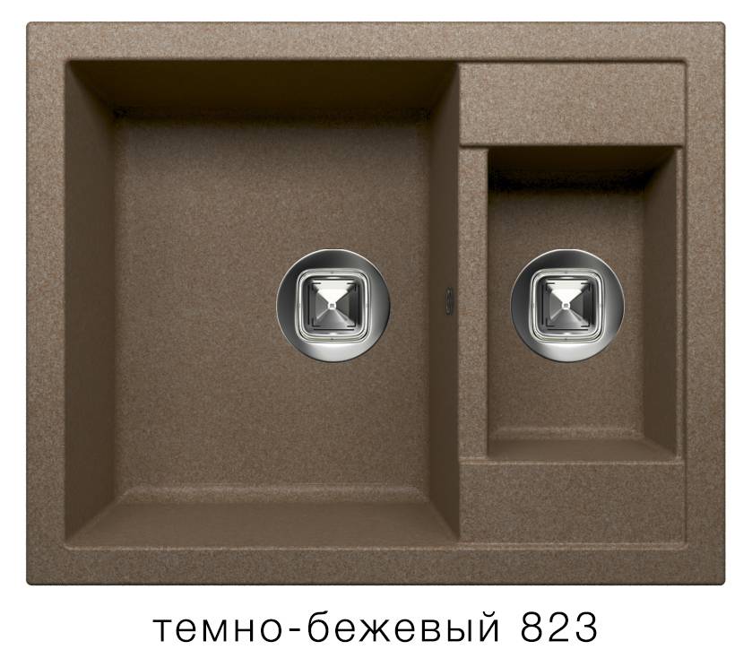 Мойка TOLERO - Темно-бежевый 625х500х200мм прямоугольный 1,5 чаши Polygran R-109 