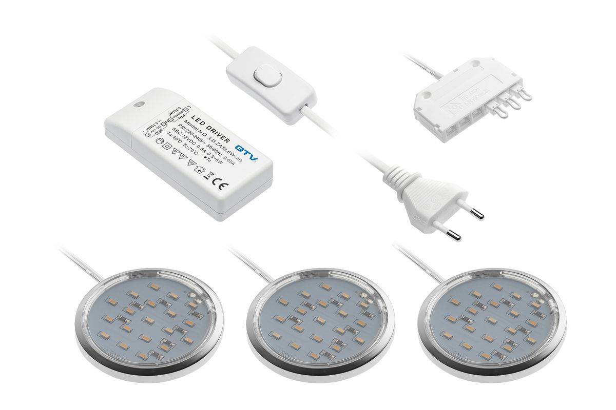 Комплект из 3-х светильников светодиодный   /  холодный белый GTV LD-LUG319-40