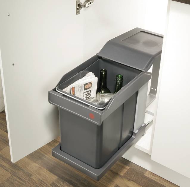 Ведро для мусора 400 мм автоматическое выдвижное 20 л. серый Hafele 502.43.517 