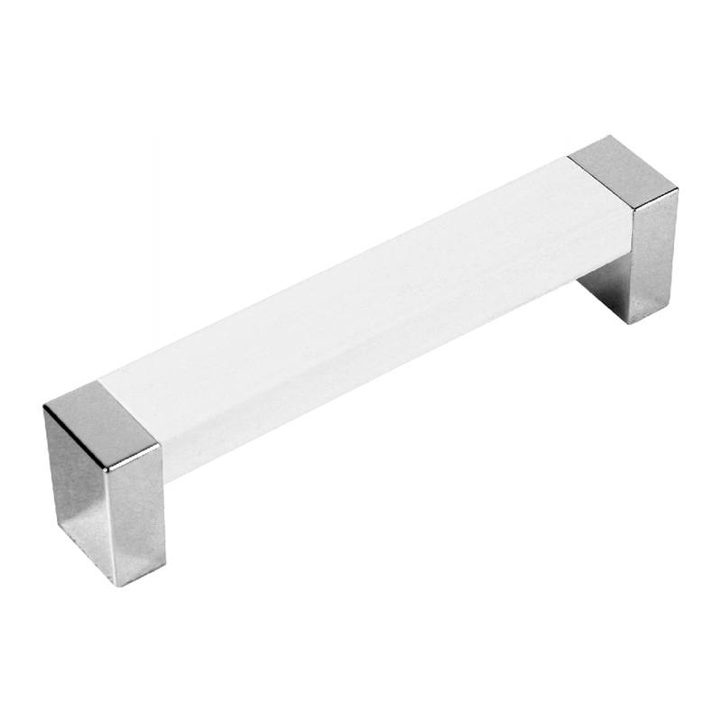 С18 Ручка скоба 160 мм Хром + белый Пластик Алди