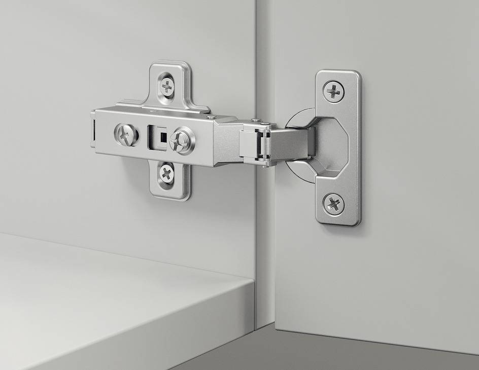 Петля  МИНИ d26 мм Смежная Hafele Metallas с доводчиком никель 315.60.701+315.98.520 