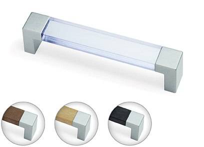 С8 Ручка скоба 128 мм Металлик + черный Пластик Алди