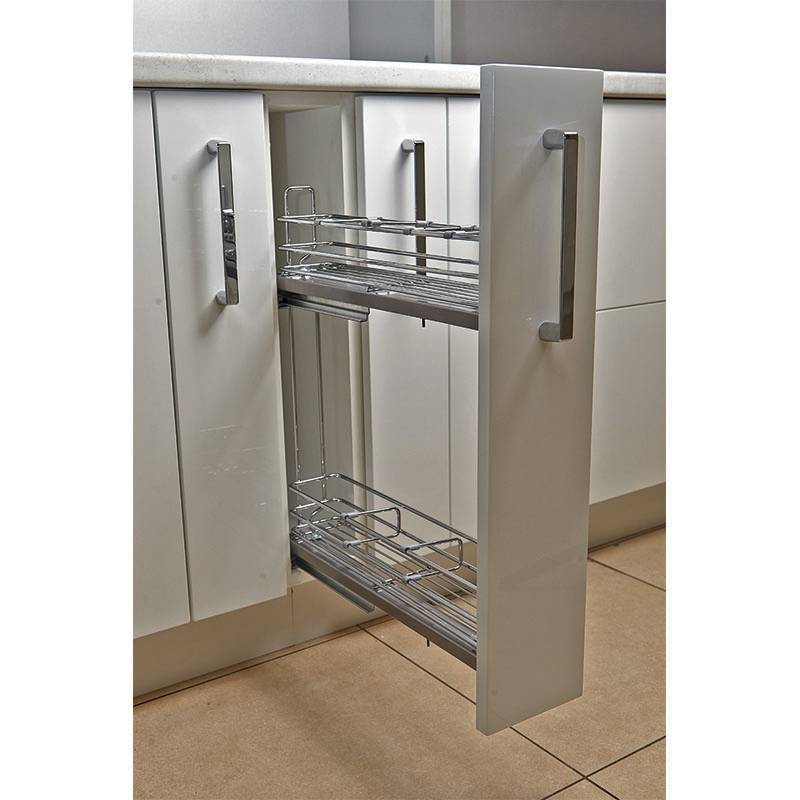 Бутылочница 2 яруса 150 мм бок. крепл. правый хром с доводчиком 549.35.461 Hafele