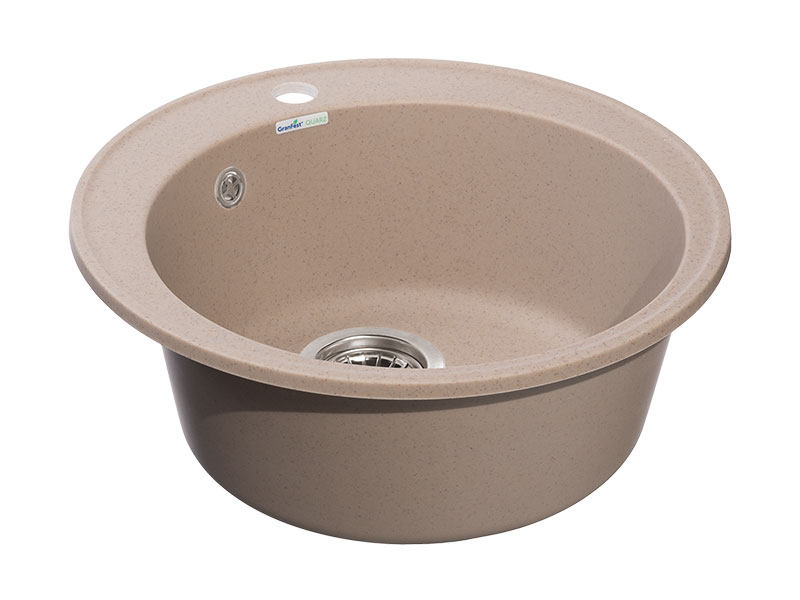Мойка QUARZ - Песочный 480х480х180мм круглый 1 чаша БЕЗ СИФОНА GranFest GF-Z08 
