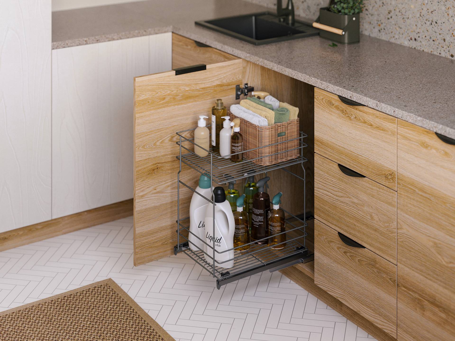 Корзина для хранения 250 мм донное крепл. Хром WE29.0125.01.001+WE29.0014.01.549 REJS 